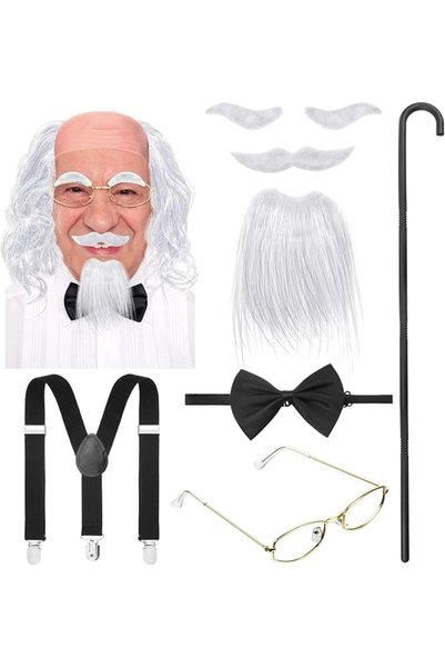 SYOSI 8 Pcs Grandpa Costume Kit, Old Man Costume Set for Cosplay Costume/Part...