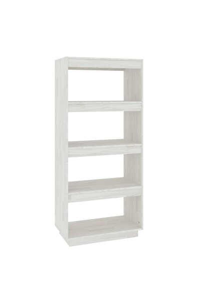 vidaxl Bibliotecă/Separator cameră, alb, 60x35x135 cm, lemn masiv pin