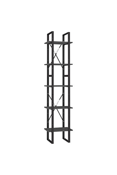 vidaxl Bibliotecă cu 5 rafturi, gri, 40x30x175 cm, lemn masiv de pin