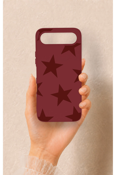 Vip Case Tecno Spark 50 5g Compatible Claret Red Star Patterned Silicone Case