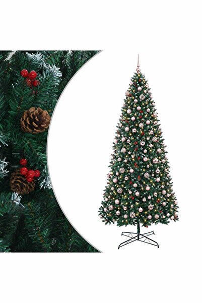 vidaxl Brad de Crăciun artificial cu balamale, cu globuri 400 cm