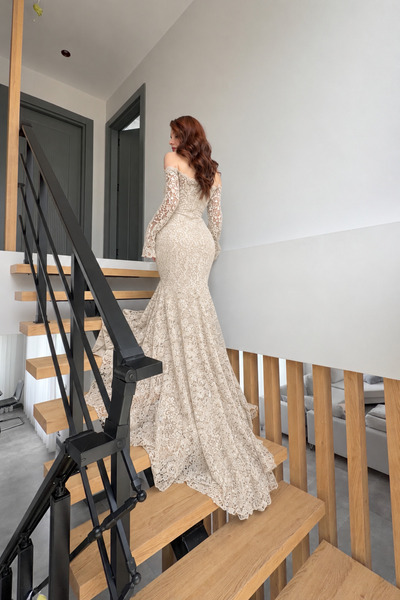ayşenur Dinçer butik Juliette Dantel Abiye Ekru