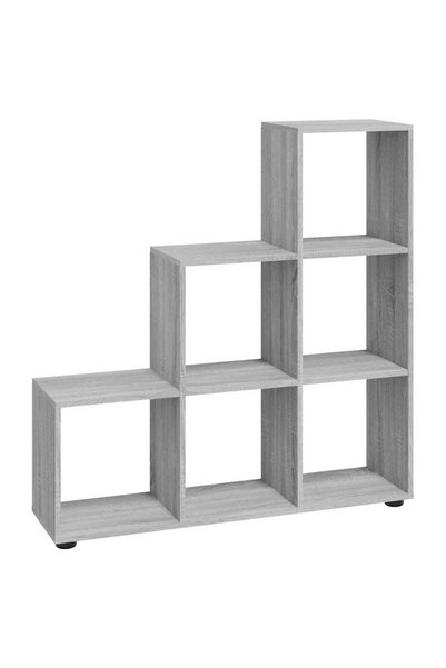 vidaxl Bibliotecă în trepte, gri sonoma, 107 cm, lemn compozit