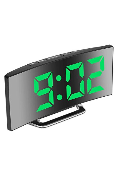 Noonedibs Ceas deșteptător digital dormitor, afișaj oglindă LED 7", 2 luminoz...