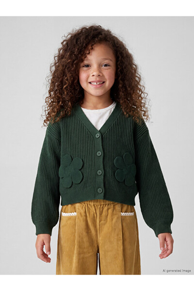 LC Waikiki I V Dikim Flower Embroidered Girls' Knitwear Cardigan from Freezen...