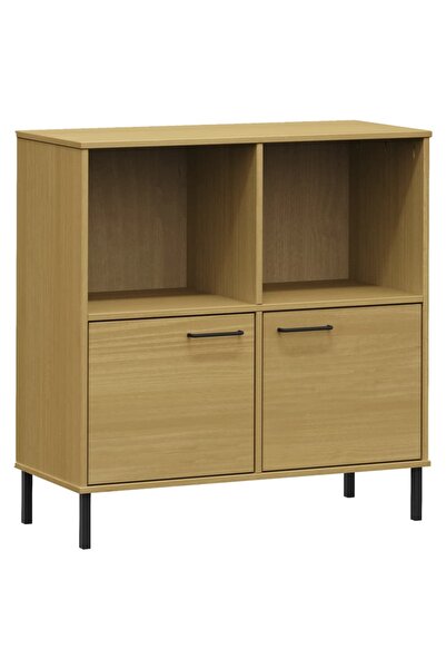 vidaxl Bibliotecă cu picioare metalice OSLO, maro, 90x35x90,5 cm, lemn