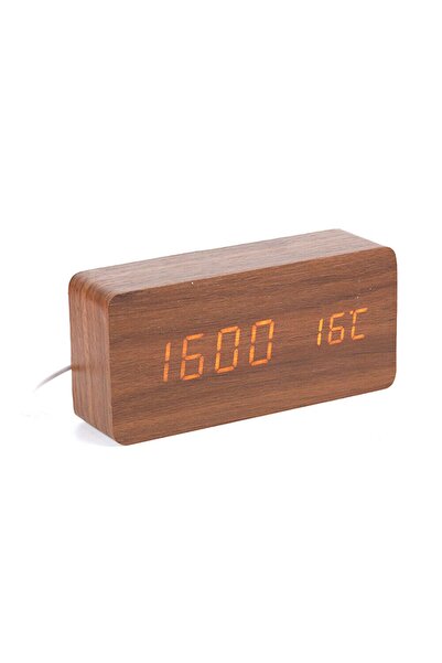 Noonedibs Ceas deșteptător digital din lemn cu LED, ceas de masă, temperatură...