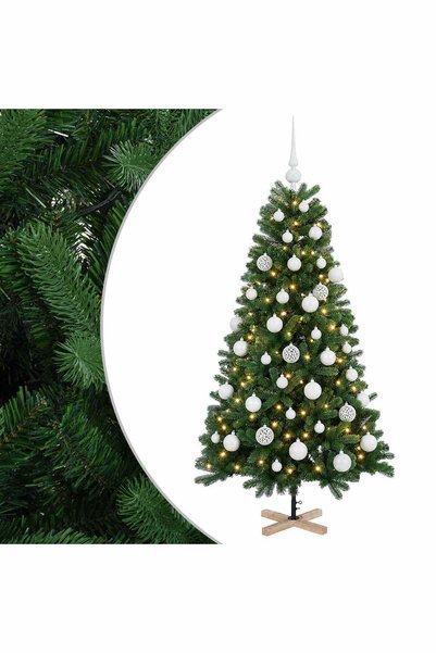 vidaxl Brad de Crăciun artificial cu glob 120 cm 150 LED-uri Alb cald
