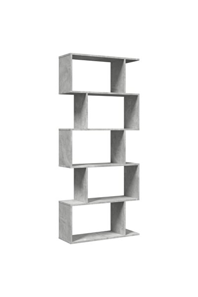 vidaxl Bibliotecă/separator 5 niveluri gri beton 70x24x161 cm lemn