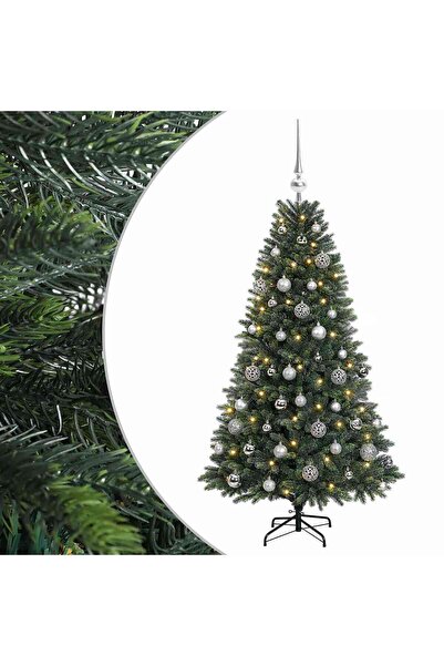 vidaxl Brad de Crăciun artificial cu globuri 120 cm 150 LED-uri