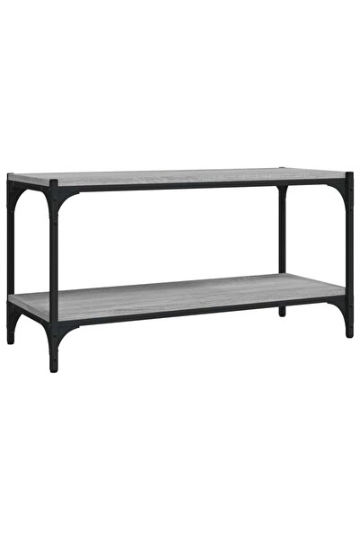 vidaxl Comodă TV, gri sonoma, 80x33x41 cm, lemn prelucrat și oțel