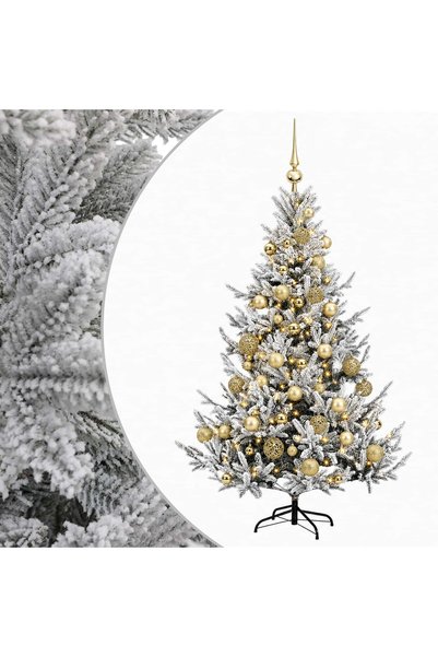 vidaxl Brad de Crăciun artificial cu glob 120 cm 150 LED-uri Alb cald