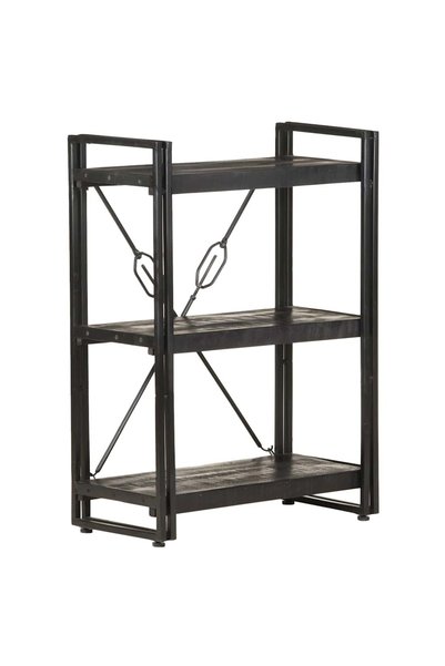 vidaxl Bibliotecă cu 3 rafturi, negru, 60x30x80 cm, lemn masiv mango