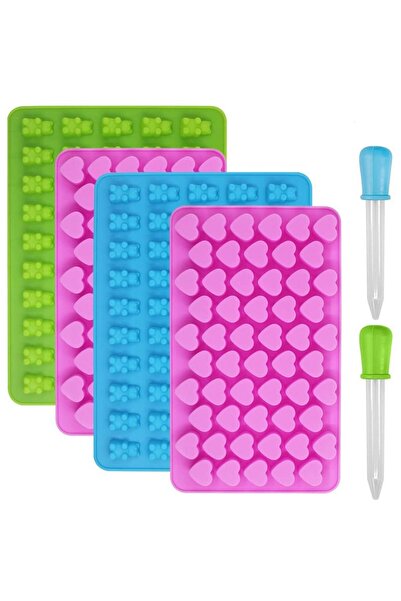 Noonedibs Pachet 4 forme bomboane silicon, ursuleți gumați, inimă labă urs, c...