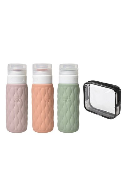 Noonedibs Set de 4 sticle de călătorie pentru articole de toaletă, set de sti...