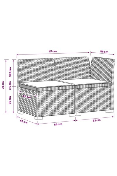 vidaxl Canapea de Grădină cu 2 Locuri cu Perne Aspect Rattan 2-Locuri