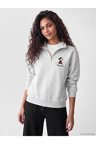 LC Waikiki I Mickey Mouse Embroidered Loose Fit Women's Sweatshirt from Freez...
