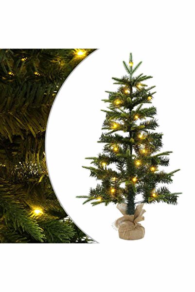 vidaxl Brad de Crăciun mini 90 cm 50 LED-uri Alb cald PVC și PE Verde
