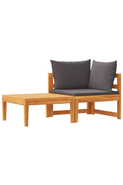 vidaxl Set mobilier grădină cu perne gri închis, 2 piese, lemn acacia