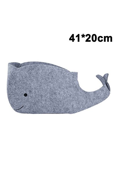 Noonedibs Geantă mică de depozitare cu motiv de balenă, gri, pentru jucării p...