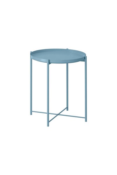 IKEA GLADOM tepsili sehpa , açık mavi, 45x53 cm