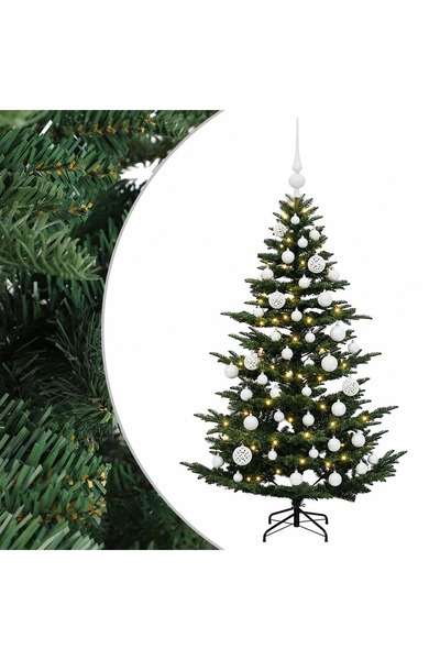 vidaxl Brad de Crăciun artificial cu glob 120 cm 150 LED-uri Alb cald