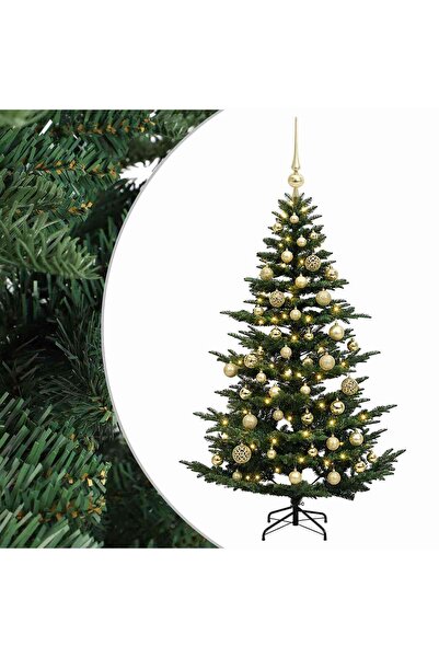 vidaxl Brad de Crăciun artificial cu glob 120 cm 150 LED-uri Alb cald
