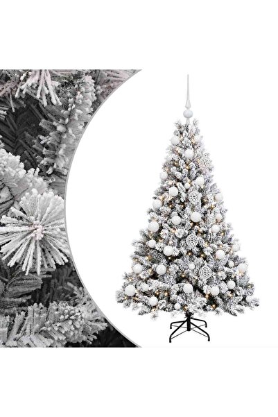vidaxl Brad de Crăciun artificial cu globuri 120 cm 150 LED-uri