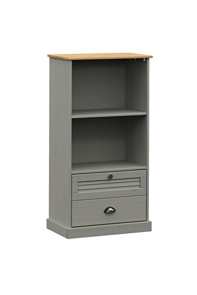 vidaxl Bibliotecă VIGO, gri, 60x35x114,5 cm, lemn masiv de pin