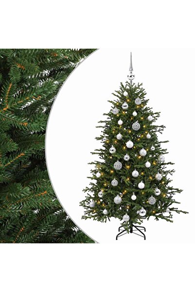 vidaxl Brad de Crăciun artificial cu glob 120 cm 150 LED-uri Alb cald