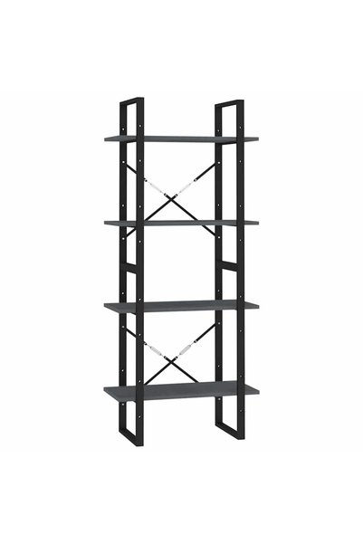 vidaxl Bibliotecă cu 4 rafturi, gri, 60x30x140 cm, lemn masiv de pin