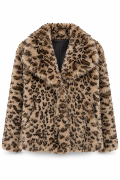 Purple by Banu Beige Premium Leopar Desen Kürk Ceket