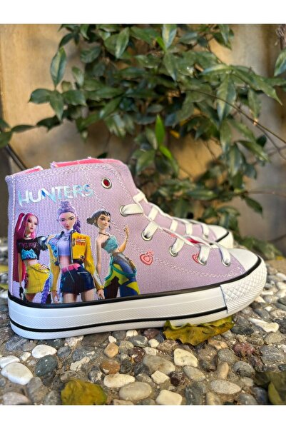Scarpe Magiche Girl's Linen Hunters Patterned Side Zipper Sneaker Shoes