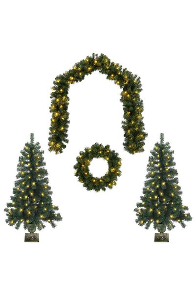 vidaxl Set mini brad de Crăciun 120 cm 275 LED-uri Alb cald PVC Verde