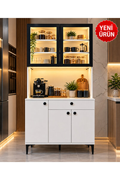 BY HS SE DESİNG MOBİLYA & TASARIM Latte Temperli Cam Kapaklı Ledli Kahve Köşe...
