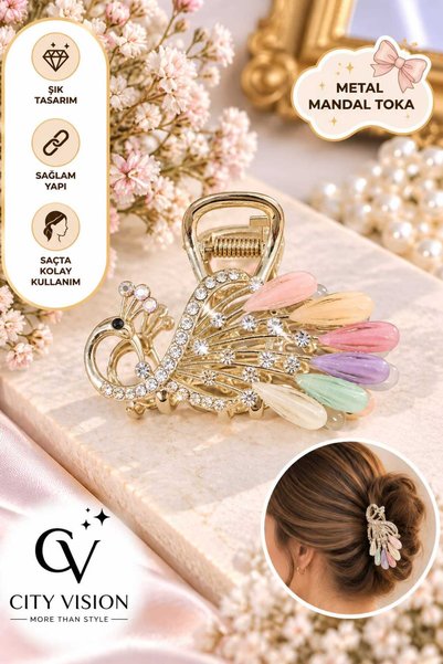 cityvision Peacock Model Colorful Metal Hairpin - Medium Size - Stylish and D...