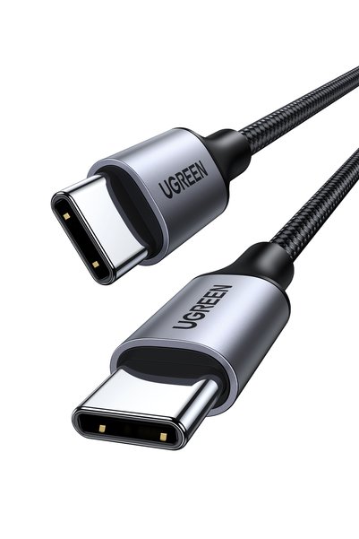 Ugreen كابل شحن سريع 60 واط PD 3.0 من النوع C بطول 3 متر، كابل USB C أسود مضف...