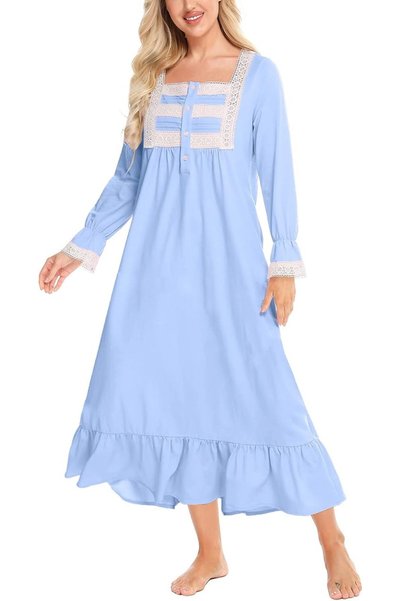 RUBEHOOW womens Women's Victorian Long Nightgown With Pockets Nightgown (pack...