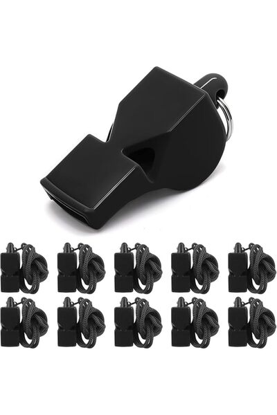 Yelajoy 10 PCS Premium Ball-Free Whistles with Thick Braid Lanyard, Professio...