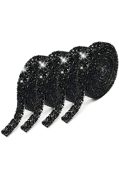 GENERAL 4 Rolls Silver Resin Rhinestone Ribbons Self-Adhesive Crystal Ribbon ...