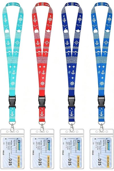 NIUBIER Cruise Lanyards 4 Pack with Clear Badge Holders, Nautical Design | Cl...
