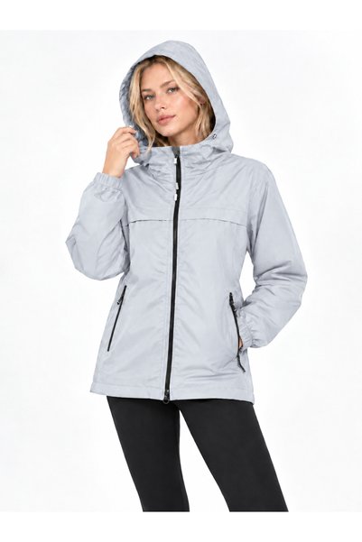 modazoom Unisex İçi Polarlı Kapüşonlu Gri Yağmurluk Mont