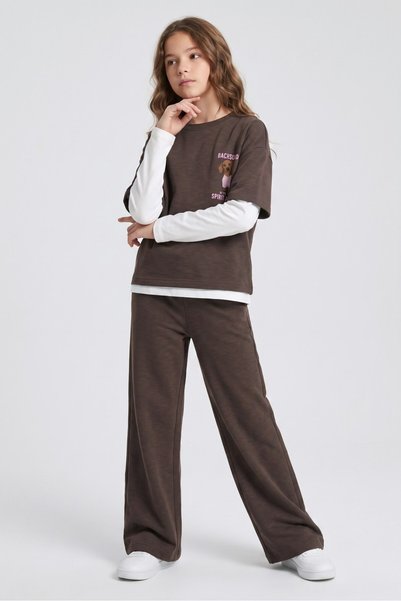 DMB KİDS Girl's Osyho Dog Printed 3-Piece Tracksuit Set Dmb-0844