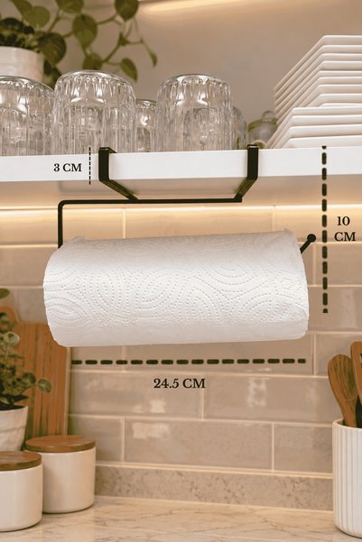 Edora Home Siyah Misketli Raf Altı Kağıt Havluluk – Dolap Altı Askılı Rulo Pe...