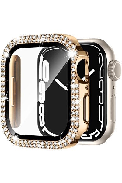 XGSM Carcasă 2 în 1 + Sticlă securizată pentru Apple Watch 4/5/6/SE 40mm, Auriu