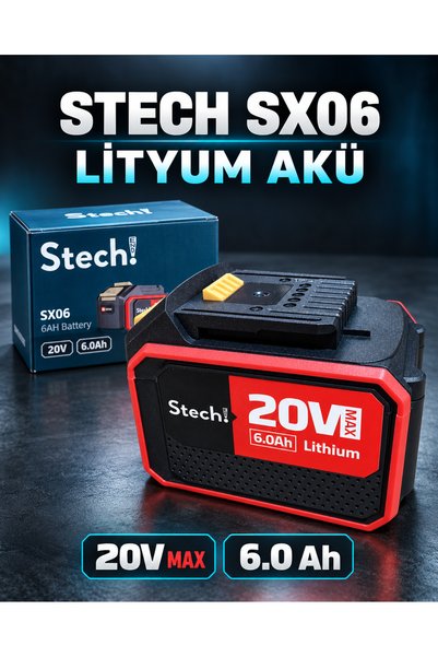 Beyhekim Hırdavat Stech SX06 20V MAX 6.0 Ah Lityum Akü