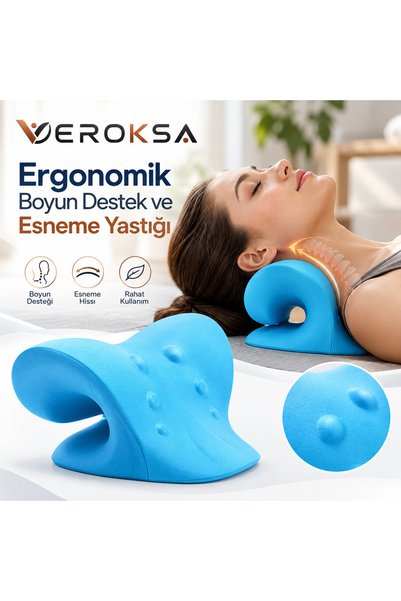 VEROKSA Ergonomik Boyun Destek ve Esneme Yastığı – Servikal Traksiyon Destek ...