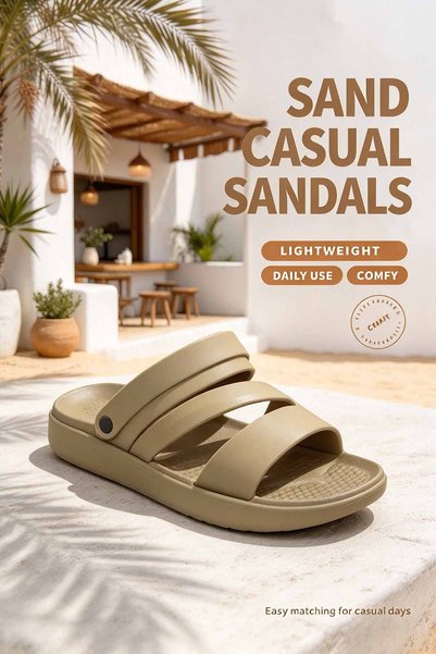 Khayrat Slipper Men's Casual Sandals – Matte Multi-Strap Upper with Cross Str...