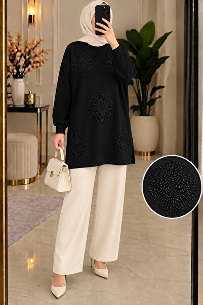 azramfashıon tekstil Azram Women's Modern Stone-Detail Tunic