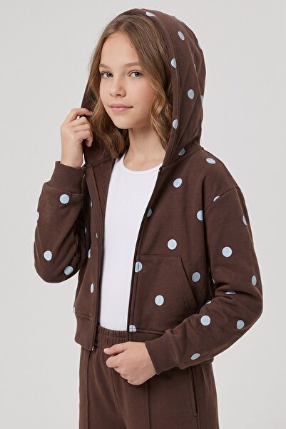 DMB KİDS Girl's Polka Dot Hooded Tracksuit Set Dmb-9573